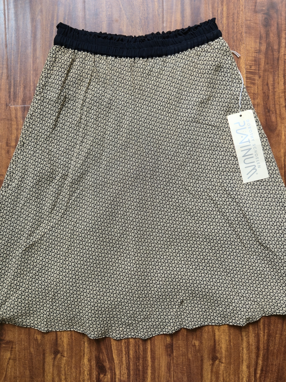 NWT Dorothy Schoelen Platinum Vintage 90s Houndstooth Midi Skirt Sz 8 Wool Rayon